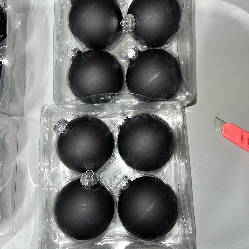 Set of Black Christmas Ornaments